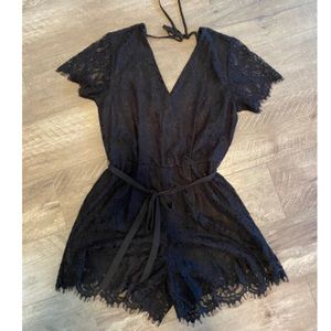 Maurices black lace shorts romper - size XL